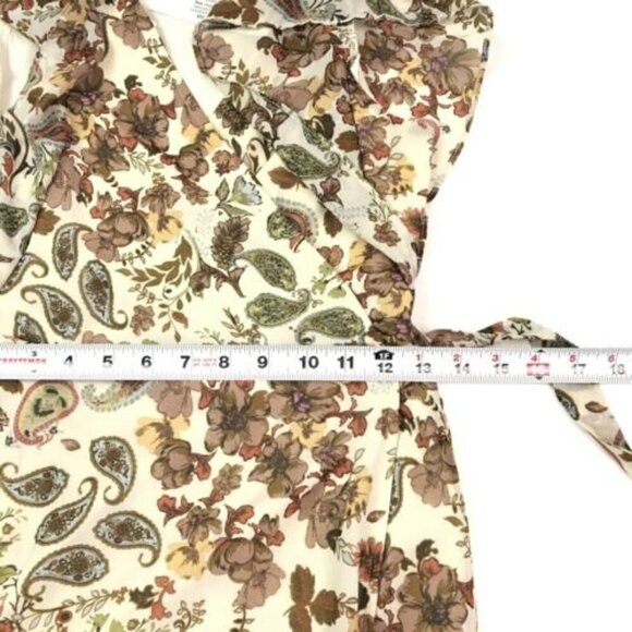NWT Drew Floral Paisley asymmetric Wrap Dress XS Ruffled Cottagecore Fairy - Picture 7 of 10